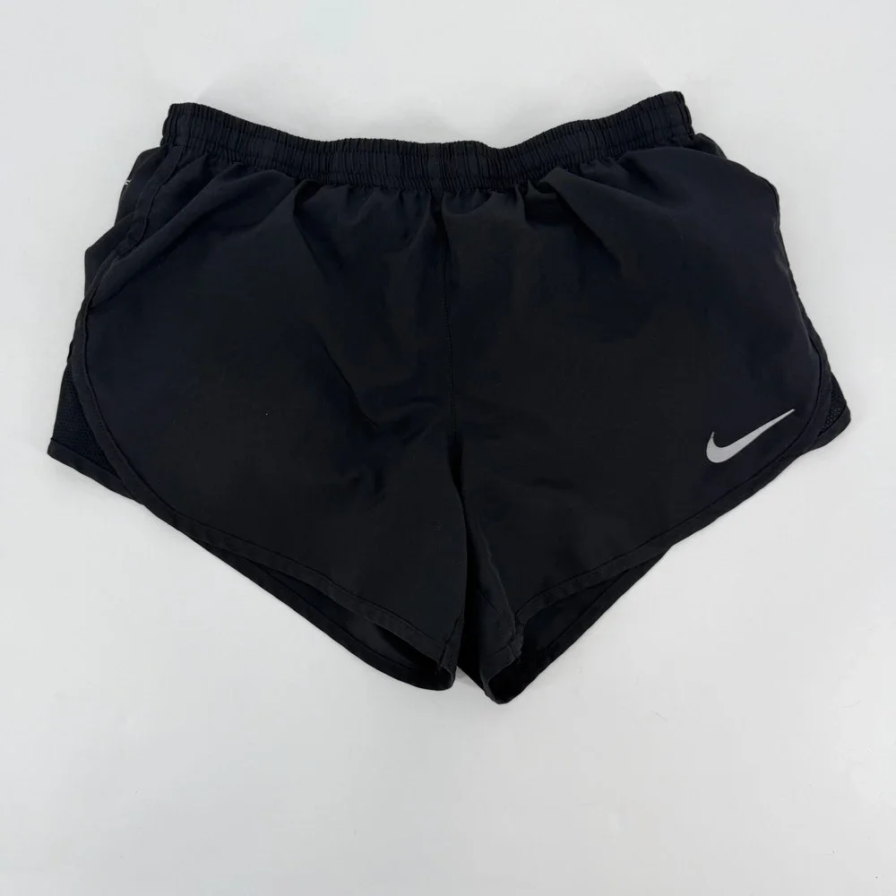 Nike Dri-FIT Running Shorts Black Zip Pocket Drawstring Womens Small‎